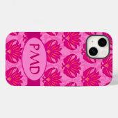 Damask Modern Art Nouveau Pink Monogram Initialen Case-Mate iPhone Case (Achterkant (horizontaal))