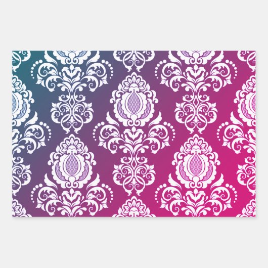 Damask modern kleurenpatroon inpakpapier vel (Voorkant 3)