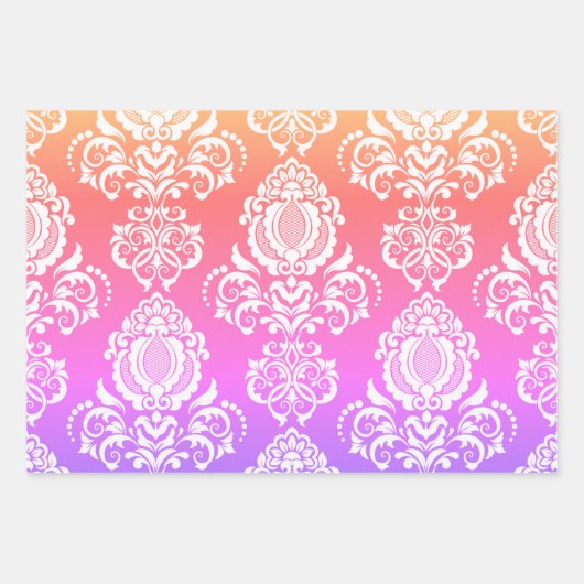 Damask modern kleurenpatroon inpakpapier vel (Voorkant)