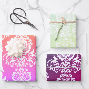 Damask modern kleurenpatroon inpakpapier vel