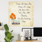 Damask Modern Mason Jar Seating Chart Poster (Thuiskantoor)