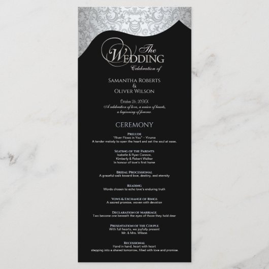 Damask Modern Zwart-wit Programma (Voorkant)