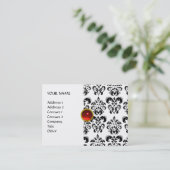 DAMASK MON RUBY helder rood violet grijs goud Visitekaartje (Staand voorkant)