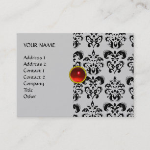 DAMASK MON RUBY helder rood violet grijs goud Visitekaartje