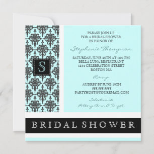  Damask Monogram Bridal Shower Invitation Kaart