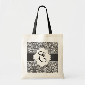 Damask Monogram Bridesmaid Tas Black Handvatten