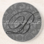 Damask Monogram Bruiloft Jubileum Onderzetters (Voorkant)