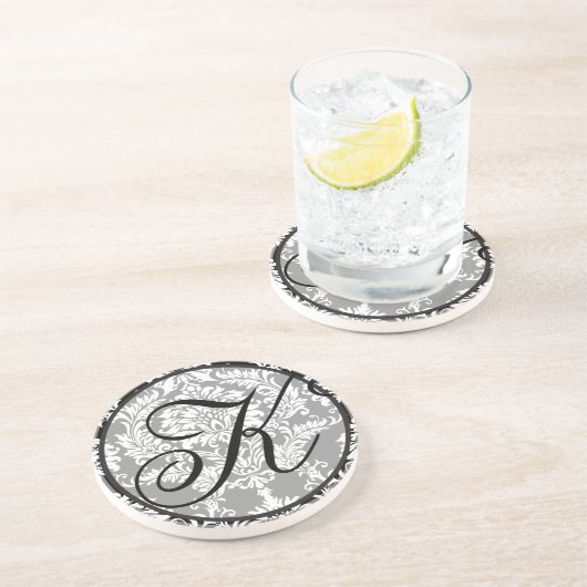 Damask Monogram Bruiloft Jubileum Onderzetters (Zijkant)