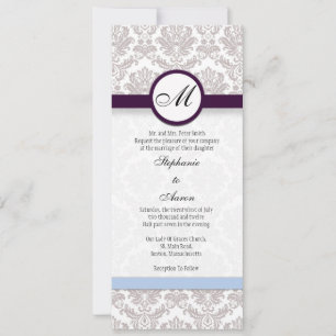 Damask Monogram bruiloft uitnodiging