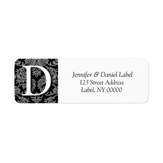 Damask Monogram D Return Address Labels (Voorkant)