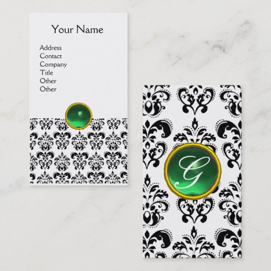 DAMASK MONOGRAM-eggshell Visitekaartje (Voorkant / Achterkant)