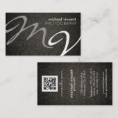 Damask Monogram Fotografie Visitekaartje (Voorkant / Achterkant)