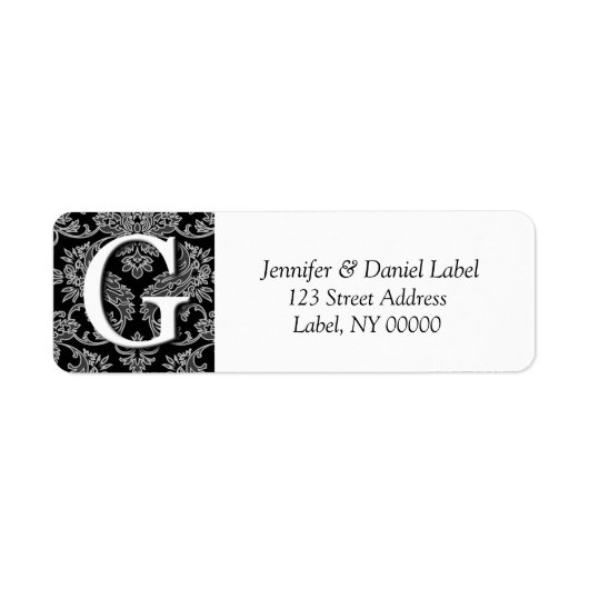 Damask Monogram G Return Address Labels (Voorkant)