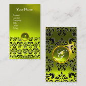 DAMASK MONOGRAM geel Visitekaartje (Voorkant / Achterkant)
