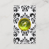 DAMASK MONOGRAM geel zwart zwart Visitekaartje (Achterkant)