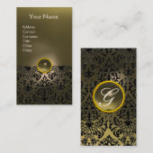 DAMASK MONOGRAM gem agate grijs crème Visitekaartje (Voorkant / Achterkant)