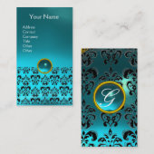 DAMASK MONOGRAM gem blue aquamarine Visitekaartje (Voorkant / Achterkant)