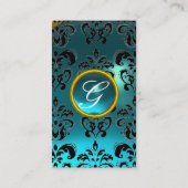 DAMASK MONOGRAM gem blue aquamarine Visitekaartje (Achterkant)