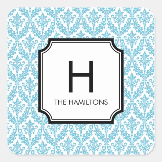 Damask Monogram Gift Label Sticker / Favor Sticker (Voorkant)