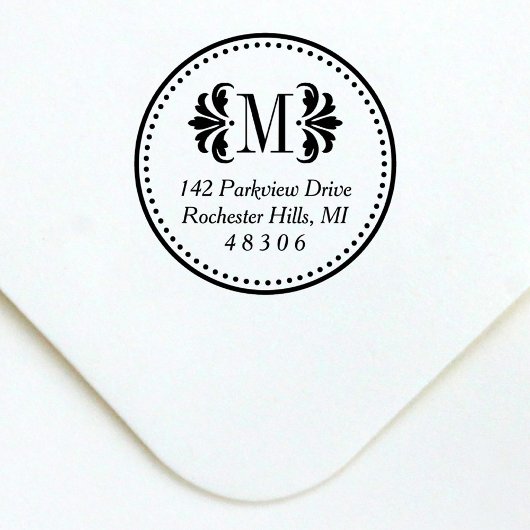 Damask Monogram Initiaal Classic Retouradres Zelfinktende Stempel