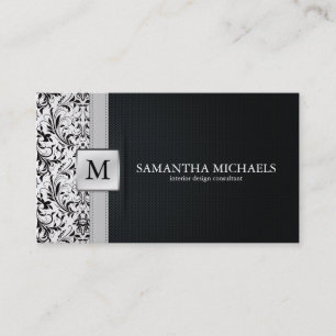 Damask Monogram Interior Design Visitekaartjes