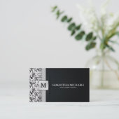 Damask Monogram Interior Design Visitekaartjes (Staand voorkant)