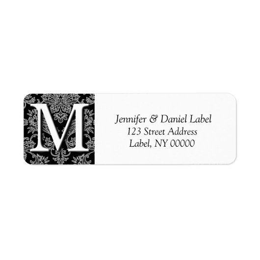 Damask Monogram M Return Address Labels (Voorkant)