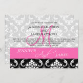 Damask Monogram Names Hot Pink Weddenschap Kaart (Voorkant / Achterkant)