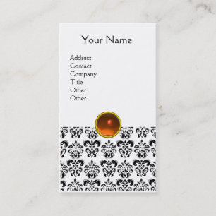 DAMASK MONOGRAM oranje eggshell Visitekaartje