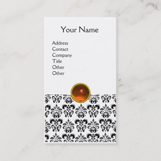 DAMASK MONOGRAM oranje eggshell Visitekaartje (Voorkant)