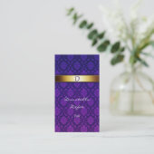 Damask Monogram Professional Visitekaartje (Staand voorkant)