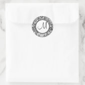 Damask Monogram Ronde Sticker (Tas)