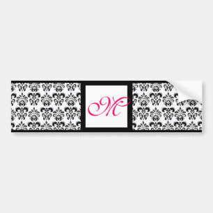 DAMASK MONOGRAM, roze fuchsie Bumpersticker
