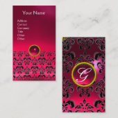 DAMASK MONOGRAM roze roze roze ruby Visitekaartje (Voorkant / Achterkant)