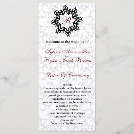 Damask MONOGRAM Trouwprogramma Programma (Voorkant)