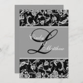 Damask Monogram Uitnodiging (Voorkant / Achterkant)