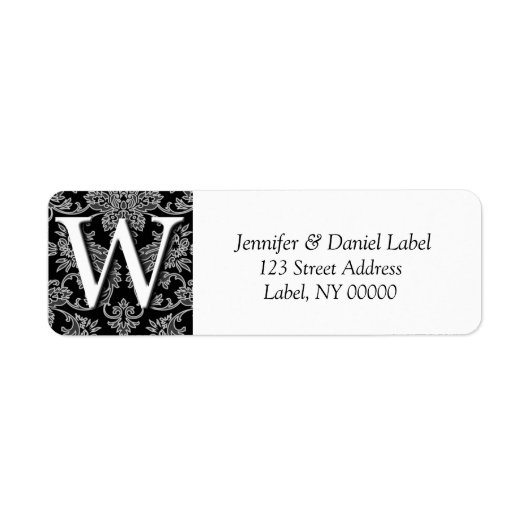 Damask Monogram W Return Address Labels (Voorkant)