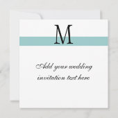 Damask Monogram Wedding Invitation Blue Kaart (Achterkant)