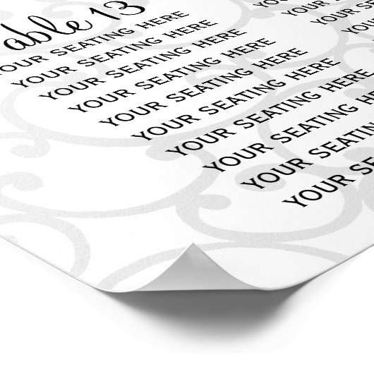 Damask Monogram Wedding Seating Chart Poster (Hoek)