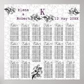 Damask Monogram Wedding Seating Chart Poster (Voorkant)