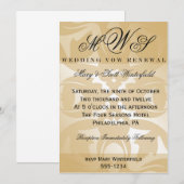 Damask & Monogram Wedding Vow Renewal Uitnodiginge Kaart (Voorkant / Achterkant)