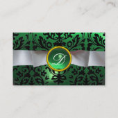 DAMASK MONOGRAM wit lintzwart groen Visitekaartje (Achterkant)