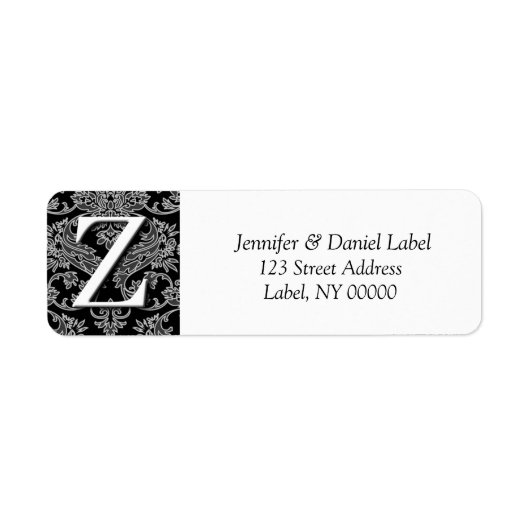 Damask Monogram Z Return Address Labels (Voorkant)