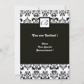 DAMASK MONOGRAM, zwart en wit, roze paars goud Kaart (Achterkant)