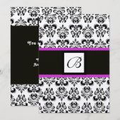 DAMASK MONOGRAM, zwart en wit, roze paars goud Kaart (Voorkant / Achterkant)