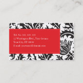 Damask Monogramme Carte de visite rouge (Dos)