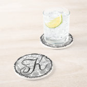 Damask Monogramme Mariage Dessous de verre d'anniv (Côté)