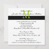 Damask Monogramme Mariage Invitations Apple Green (Dos)