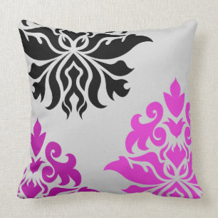Damask Montage Pink Grey Black Kussen