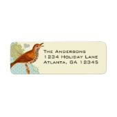 Damask Musical  Bird Return Address Etiket (Voorkant)
